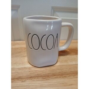 Rae Dunn COCOA Mug 4.75 In Tall White EUC COCOA Coffee Cup Hot COCOA